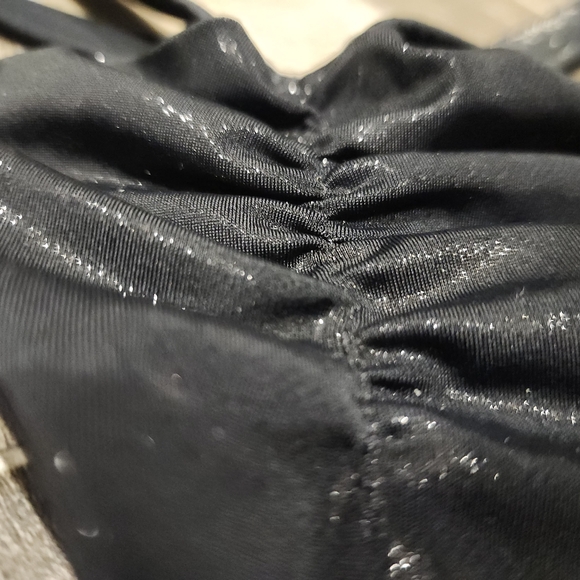 Monica Hansen Lurex Strappy Cheeky Bikini Bottom Black Shimmer Large Tanga - Picture 4 of 8